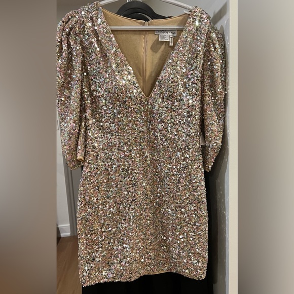 NEW with tags - IEENA for Mac Duggal short nude sequin party dress #26449 - Picture 10 of 10